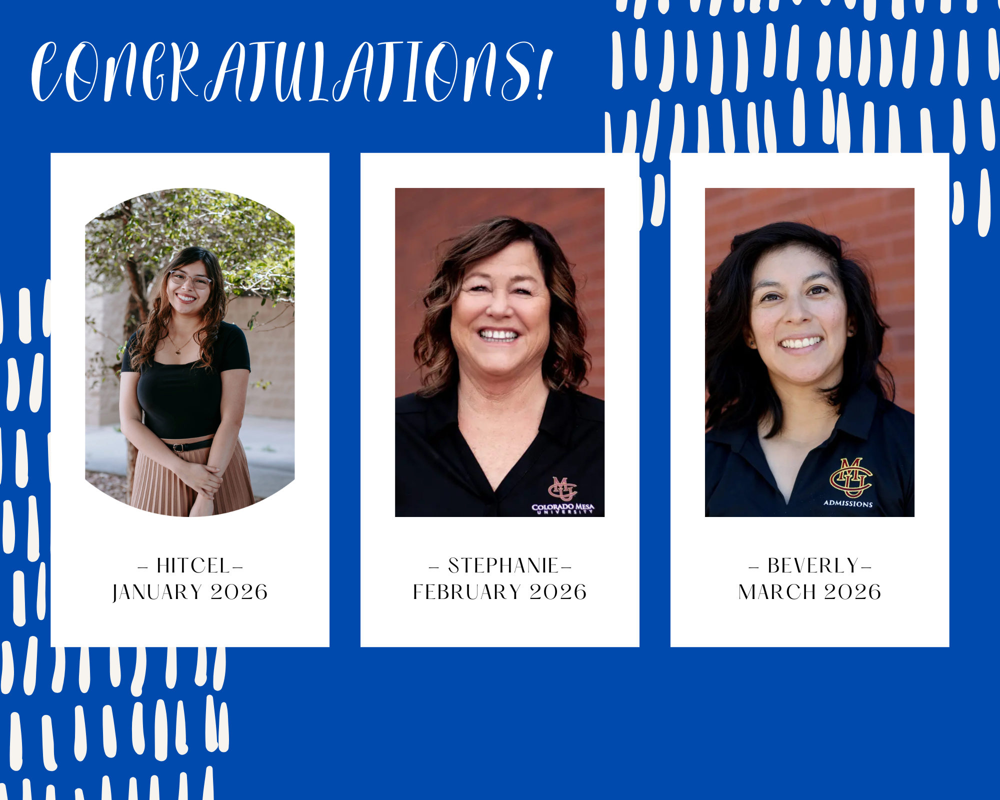College Representative of the Month Recipients